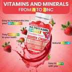 Full Multivitamin 120 Gummy Vitastrong, 13 Vitamins and Minerals, Sucrose-free, Complément Alimentaire Vegan for Adults, Multivitamin with Vitamins, Zinc, Iodine, Folate-For Men and Women