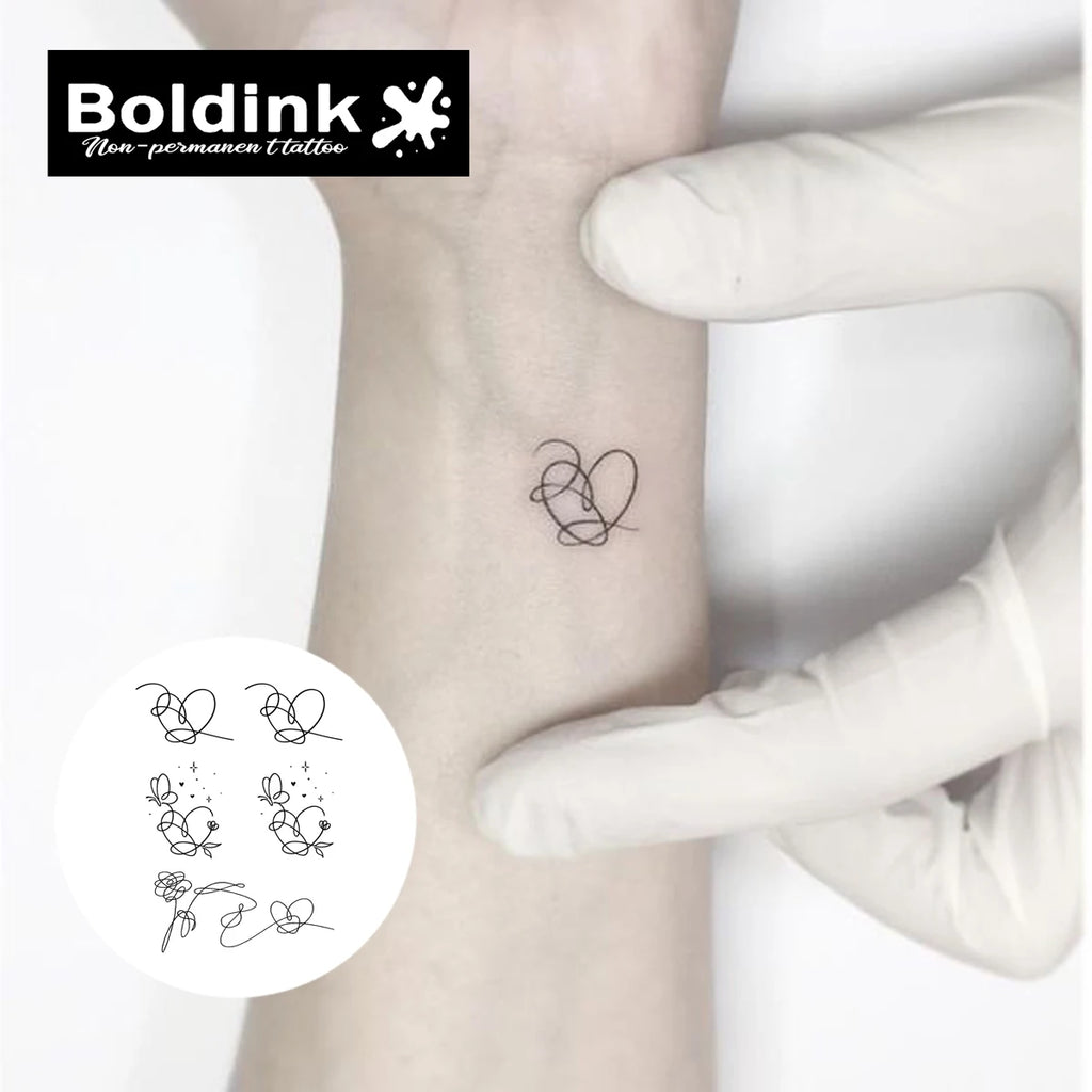 Heart butterfly Temporary Tattoo,Lasts To 15 Days New Technology Magic Waterproof Semi Permanent Sticker.