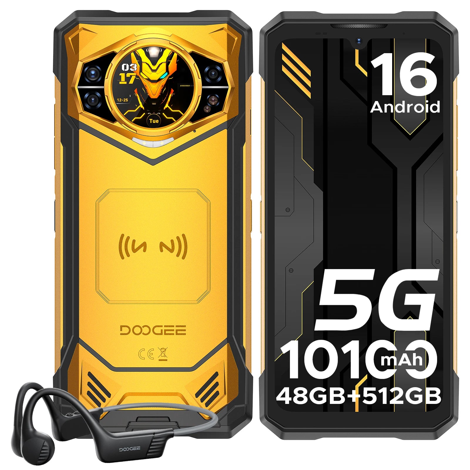 Globe Version DOOGEE S200 X 5G Rugged Phone 6.72" Dimensity 7050 1.32" AMOLED Rear Display 12GB 512GB 10100mAh Battery Phone
