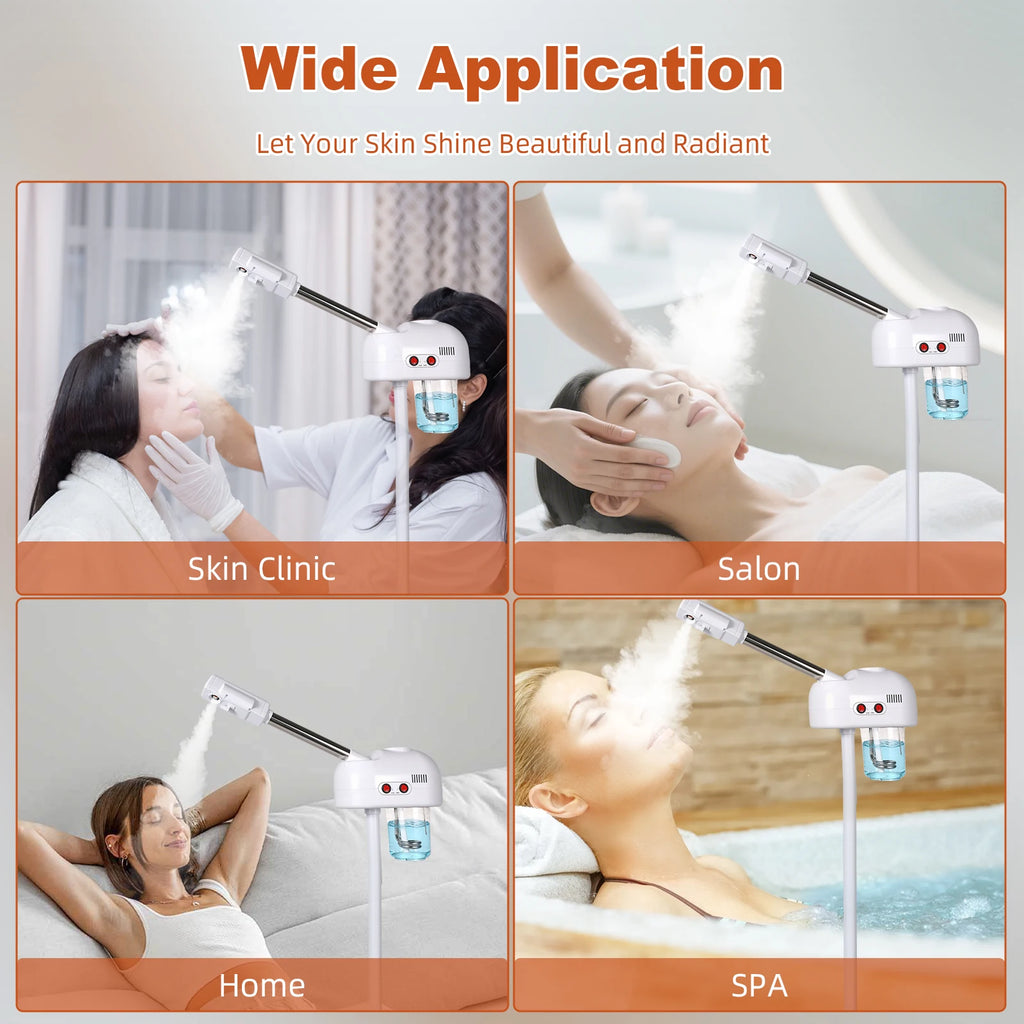 700ml 800W  2-in-1 Ozone Facial Steamer Facial hydrating Device Dense Mist Quick Misting High Capacity Rotatable Nozzle for Salon Beauty Spa