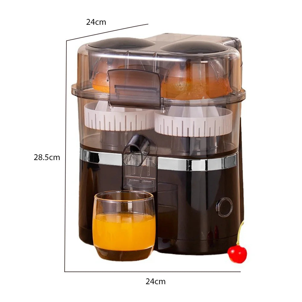 New Double Head Electric Juicer Built-in Fruit Cutting Function Automatic Lifting Squeezing 200W Brushless Motor Portable Home Fruit Juice Extractor