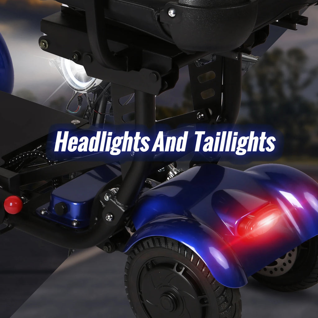 SUNNIGO 4 Wheels All Terrain Electric Mobility Scooter Dual 500W Motor 36V 18Ah Lithium Battery Lightweight Foldable Travel Scooters Adjustable Seat Anti-slip Tires Safe Brake System Comfortable Long Range 50km For Senior Dis