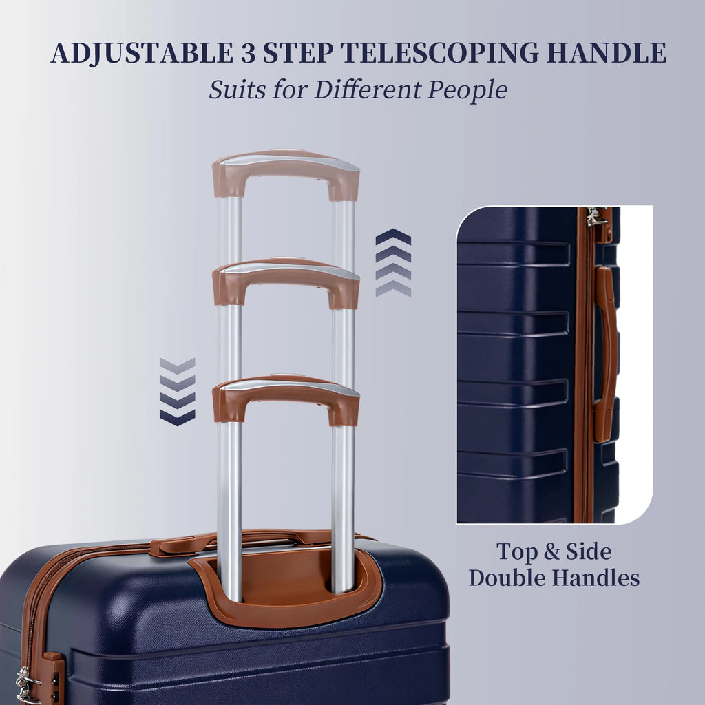 Premium 5-piece Hard Shell Luggage Combo, Multi-size 20/24/28 Inch Travel Trolley Suitcase, Smooth 360° Rolling Wheels with TSA Safety Lock, Complete Travel Set with Handbag & Makeup Bag
