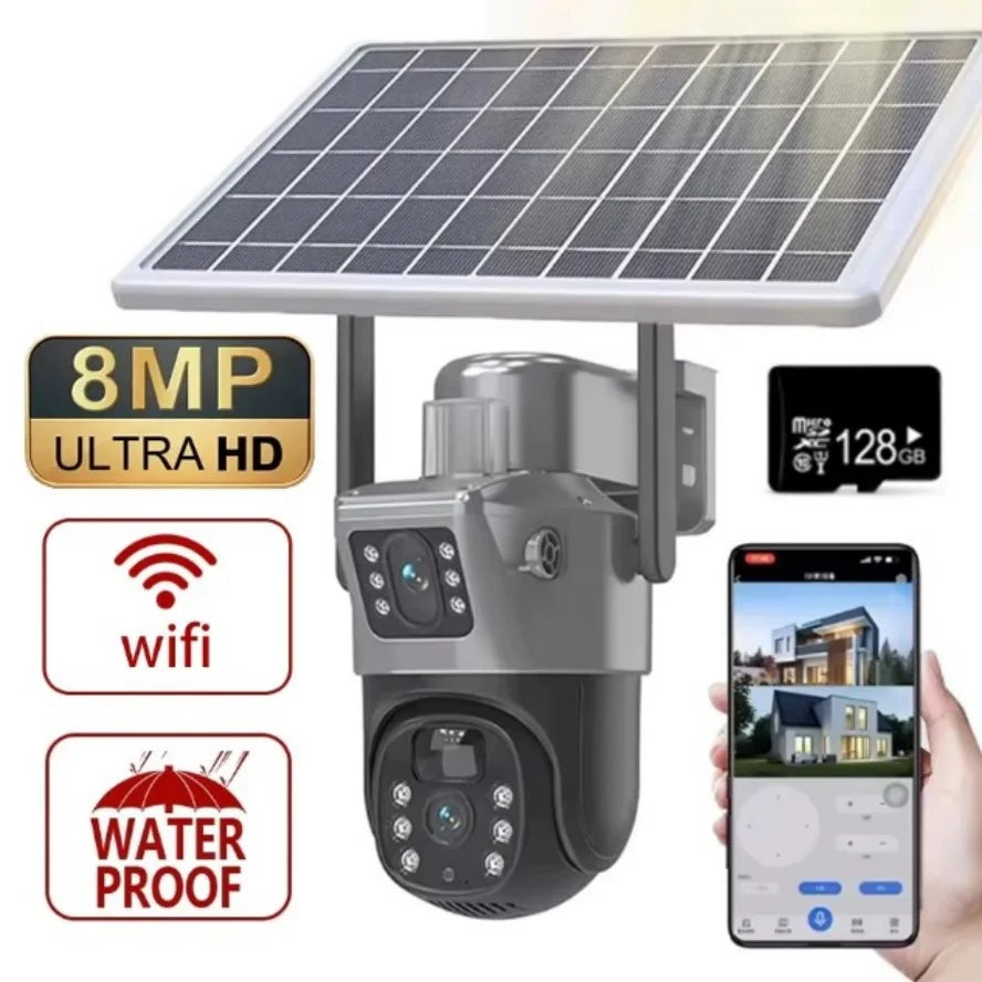 4K 8MP Dual Lens PTZ Solar Camera Dual screen PIR Human Tracking Outdoor WIFI Security CTV Surveillance IP Camera Main image