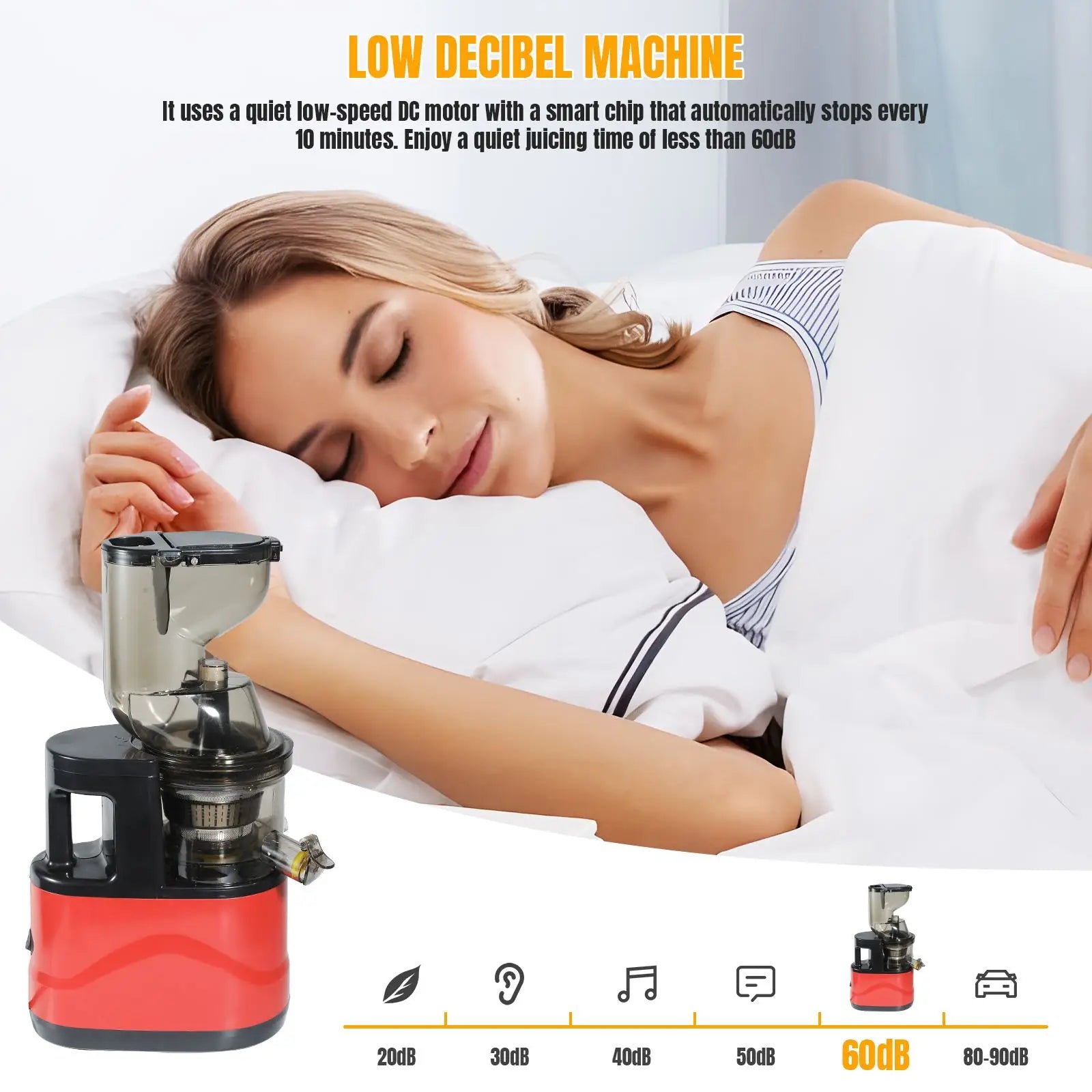 OWJHE Large Slow Masticating Juicer Cold Press Juicer Feed Chute Fit Whole Fruits Vegetable High Juice Yield Baby Food Processor