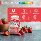 Full Multivitamin 120 Gummy Vitastrong, 13 Vitamins and Minerals, Sucrose-free, Complément Alimentaire Vegan for Adults, Multivitamin with Vitamins, Zinc, Iodine, Folate-For Men and Women