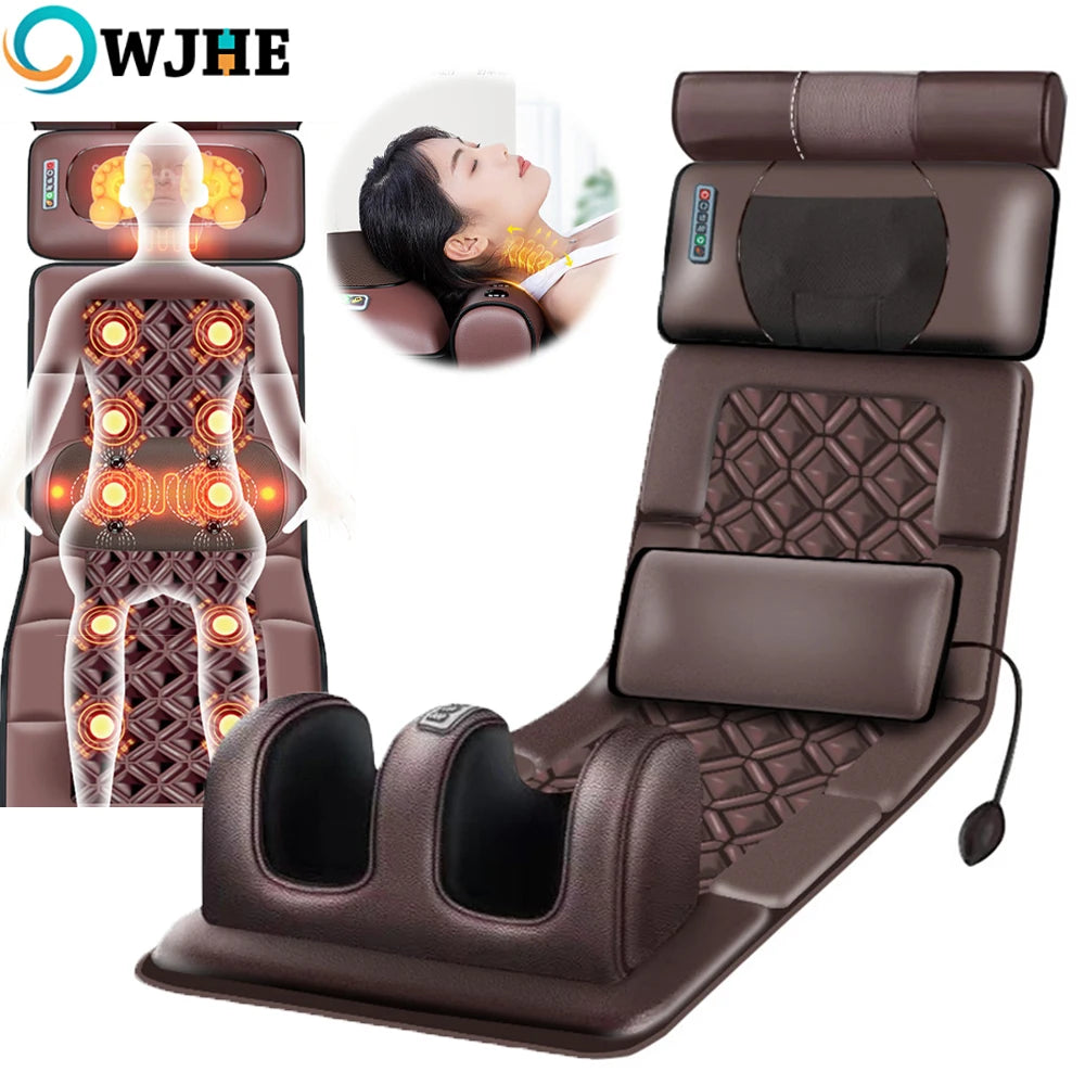 3D Electric Massage Mattress Adjustable Vibrating Heating Massager Cushion For Neck Back Foot Body Pain Stress Relief Body Relax