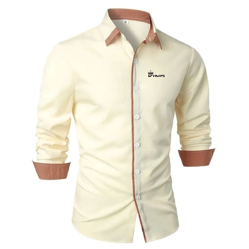 Men's Shirt Dress Shirt Casual Shirt Button Up Shirt Prom Shirt Plain Formal Long Sleeve Lapel All Seasons Men's Clothing
