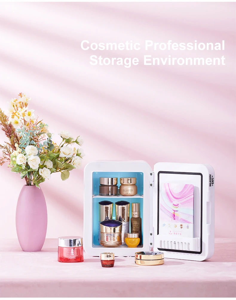 Mini Refrigerator Cosmetics Dormitory Cooler 4L Multifunction Fridge Picnic Camping for Home Car Small Portable Fridge Mirror
