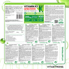 VitaStrong Vitamin K2 200 mcg, High Power, 1 Daily, 450 Tablets, Bone Health, Bone & Muscle support, Food Supplement, Premium Quality, 100% Vegan and Clean Formula