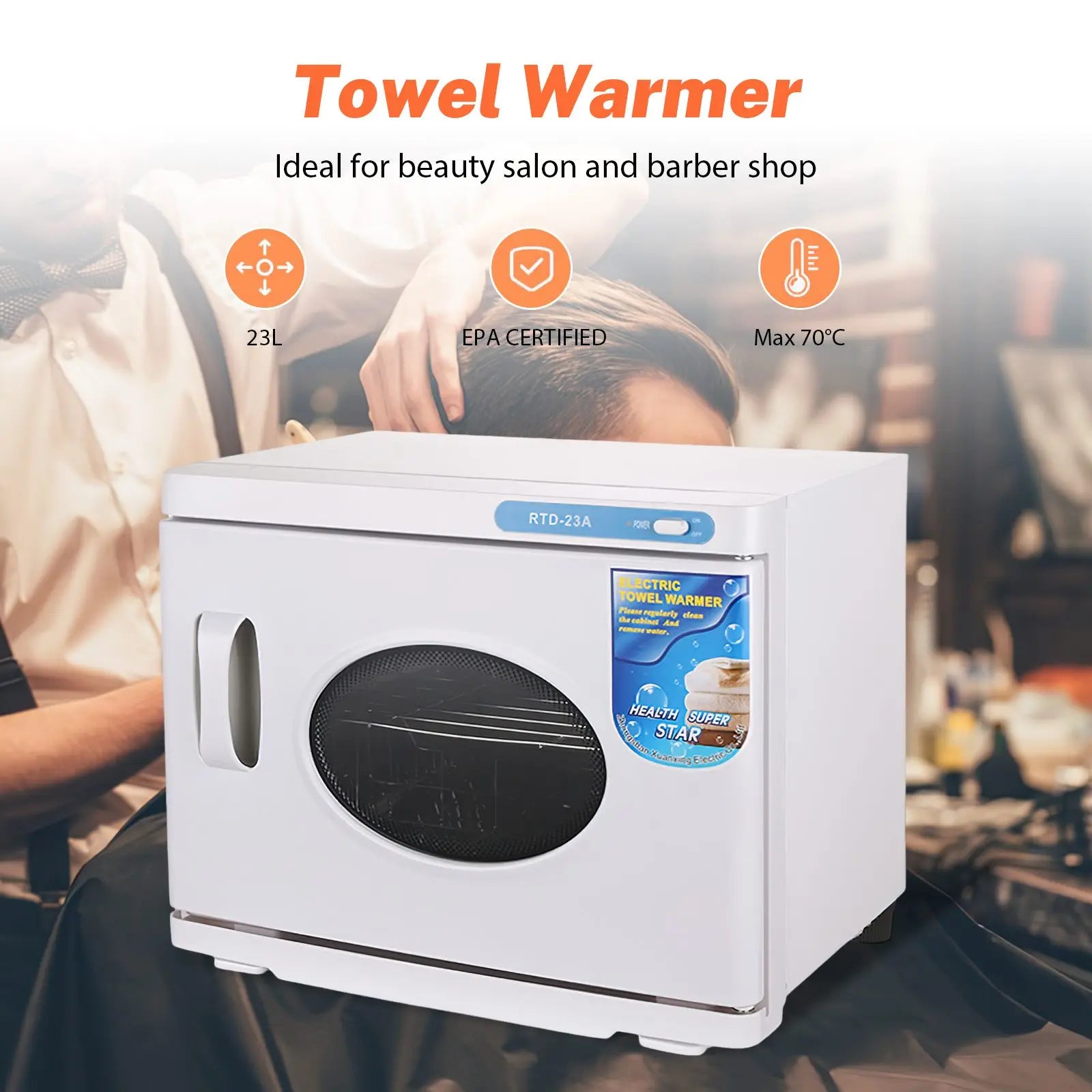23L Towel Warmer & UV Sterilizer Cabinet, 200W Heated Disinfection with Dual Trays for Salon, SPA, Gym, 70°C & UV Sanitizing Secondary image