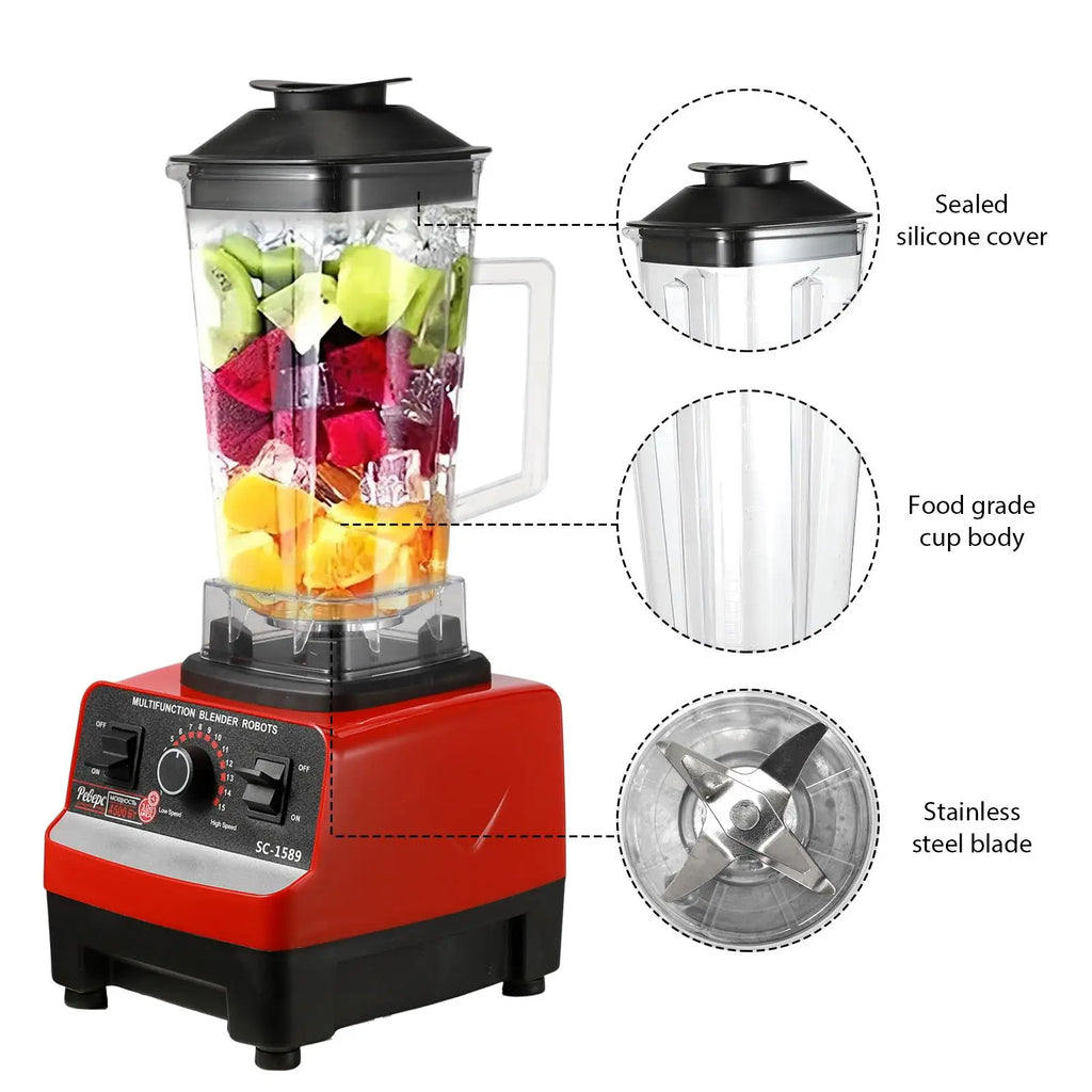 2-in-1 durable blender, fixed blender 2000w mini milkshake machine vertical blender for easy storage, black color for easy clean