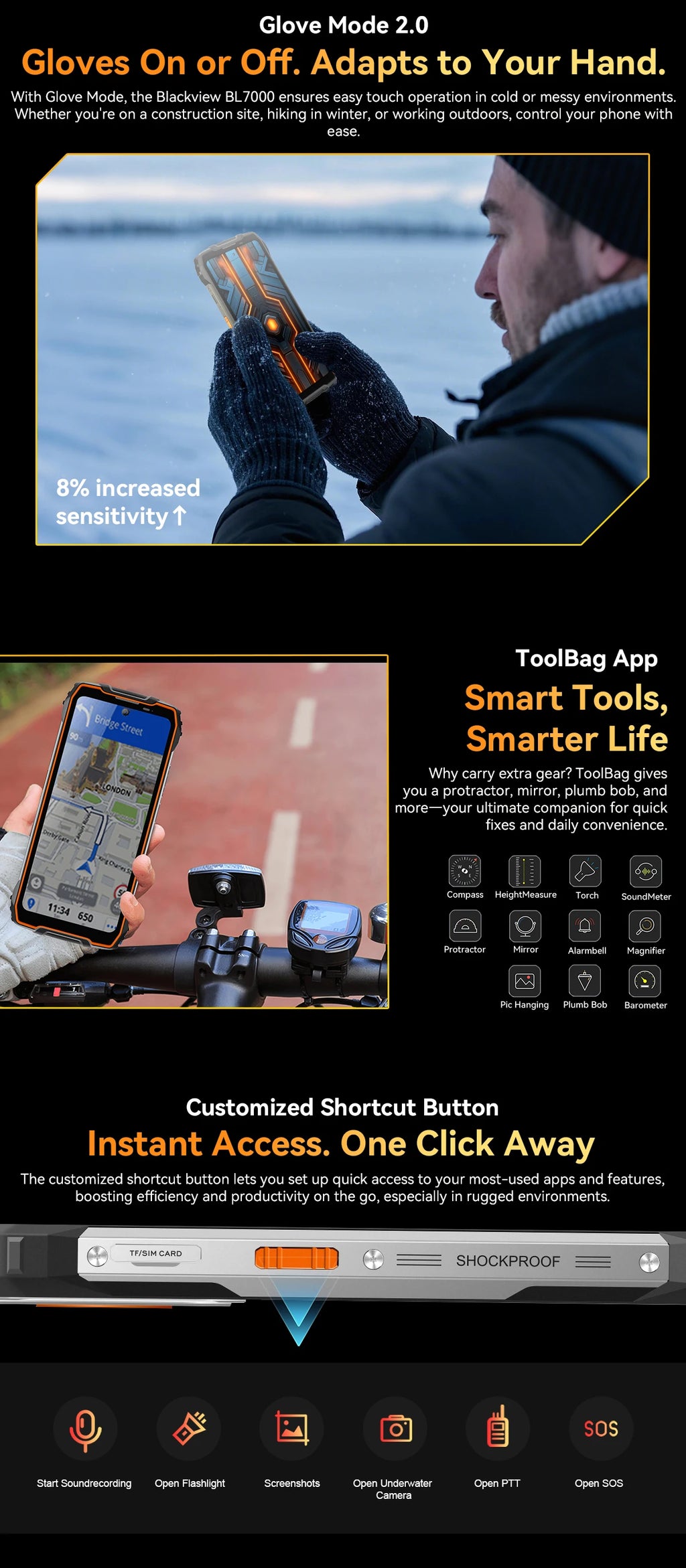 Blackview BL7000 AI 5G Rugged Phone Android 15, MTK 6300, 6.78" FHD+ 120Hz, 7500mAh/33W, Rugged Smartphone Dual SIM NFC/IP69K
