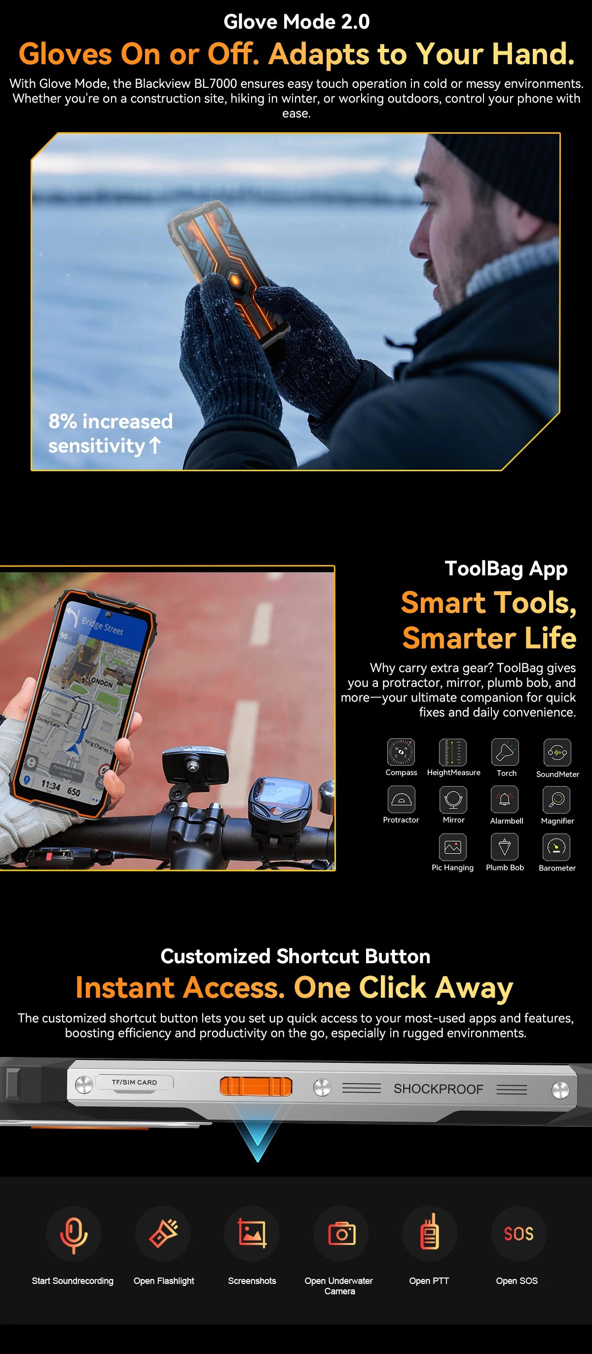 Blackview BL7000 AI 5G Rugged Phone Android 15, MTK 6300, 6.78" FHD+ 120Hz, 7500mAh/33W, Rugged Smartphone Dual SIM NFC/IP69K