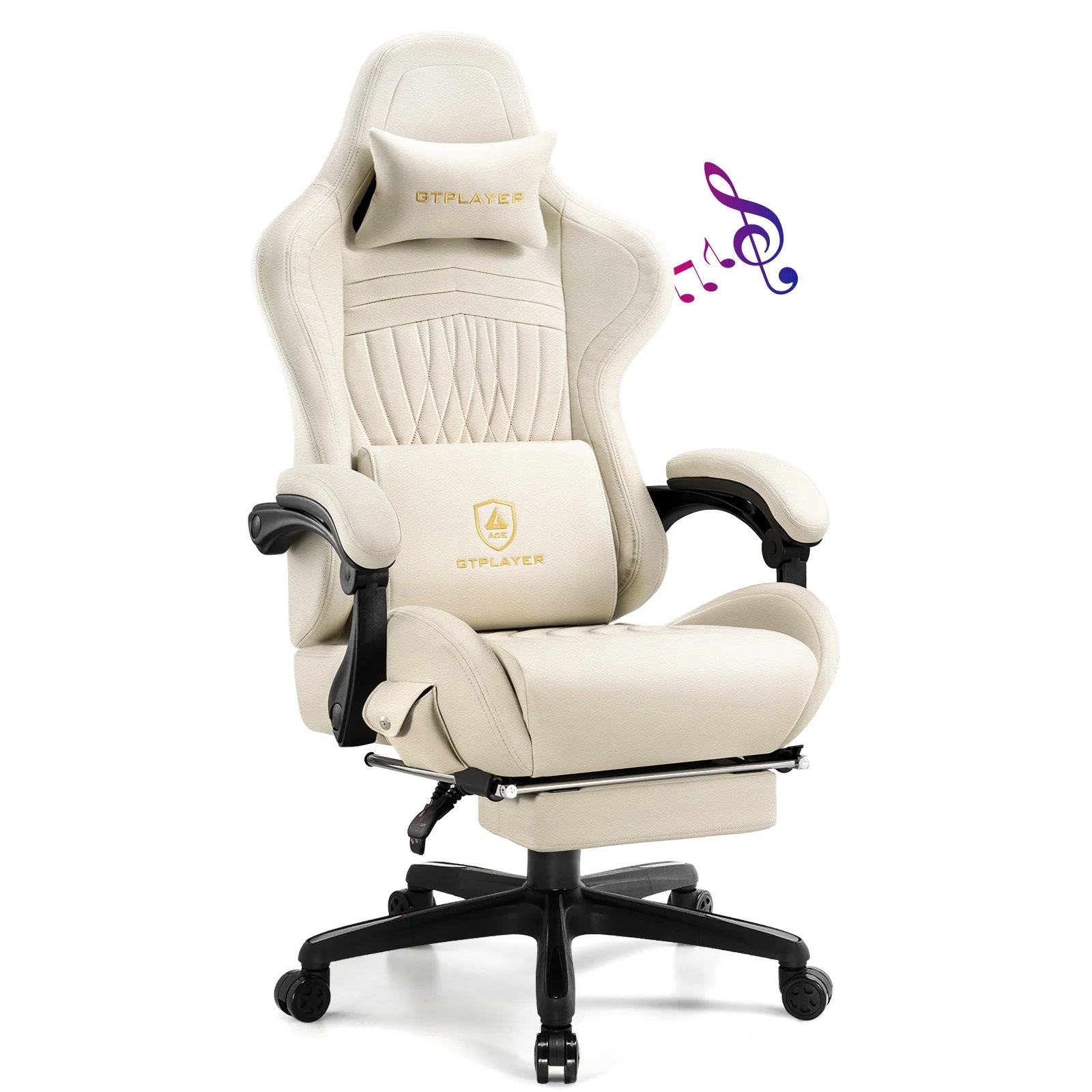 GTPLAYER Gaming chair Ergonomic Gaming armchair Desk chair PC Footrest loudspeaker Music Office chair up to 150kg Main image