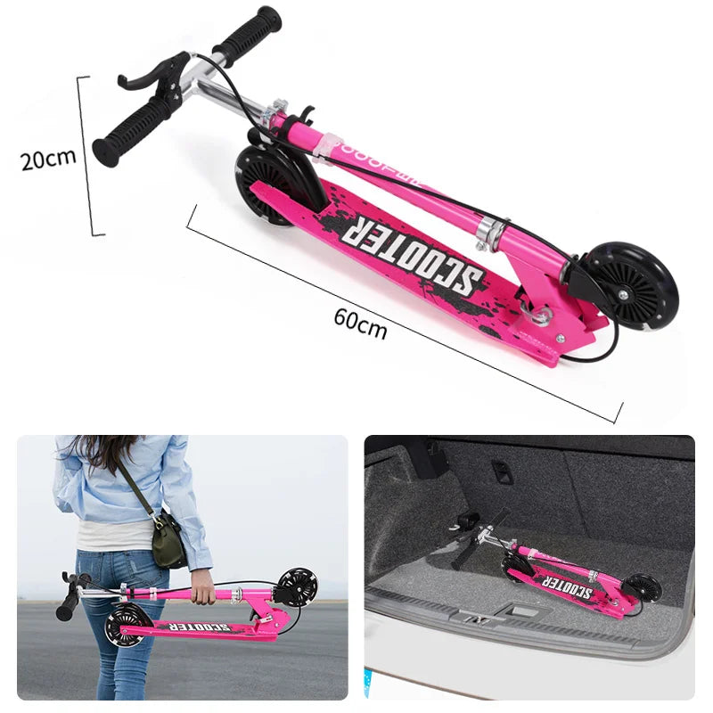 Kids E-Scooter with LED Lights & Easy Fold Foldable Kids Swing Scooter,Tri Slider Speeder Push Scooter with Adjustable Handle