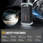 POPDEER PD-JA3 5000A 4-in-1 Jump Starter, 150PSI Air Compressor, 12V QC 3.0 Powerbank with LCD Display, 10L Gas/8L Diesel