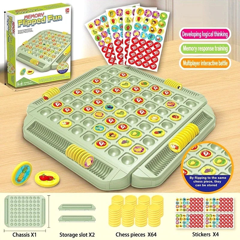 4 Player Interactive Memory Matching Board Game - Colorful Fruit & Animal Sliding Puzzle for Family Fun,Ideal for Kids Secondary image