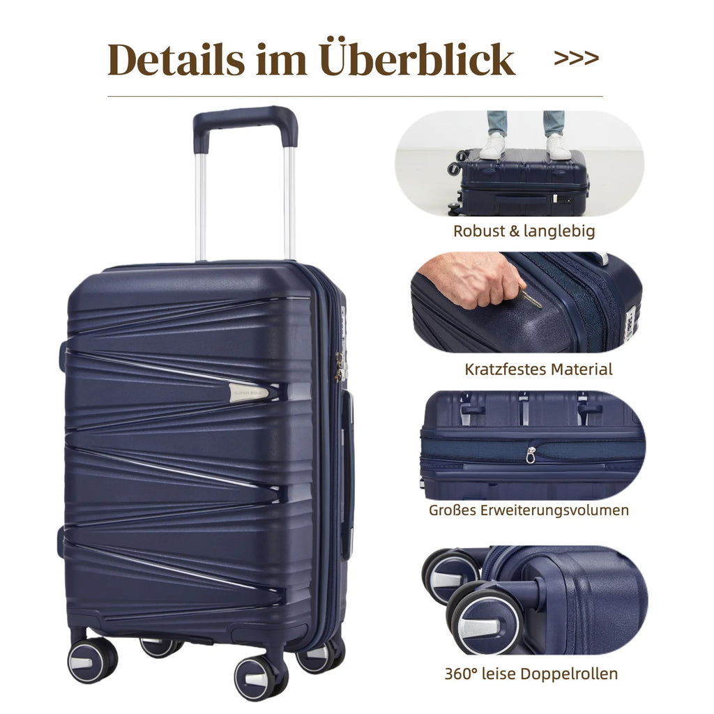 SUPER SOLU Berlin series: XL 28 inch/74 cm hard case expandable, PP easily weight suitcase with water-repellent zipper, TSA & 360 ° double roll premium check luggage 106L-shipping from DE