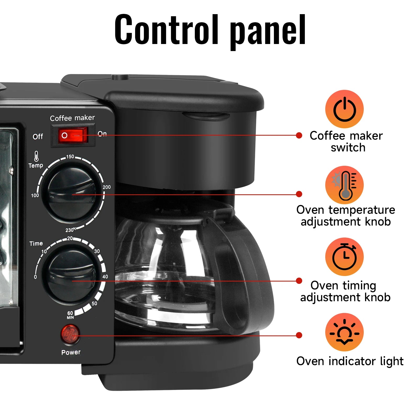 Multi-function Breakfast Maker 3 in 1 Insulation Sump Coffee Pot Anti-slip Feet Food Grade Water Tank Work Separately 220V Secondary image