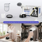 Portable Clothes Steamer 1800W Handheld Steam Iron, 3 Levels Adjustable 25-35g/min, Steam Brush with 400ml Detachable Water Tank, 20s Fast Heating, for Travel & Home, Wrinkle Remover for Clothes