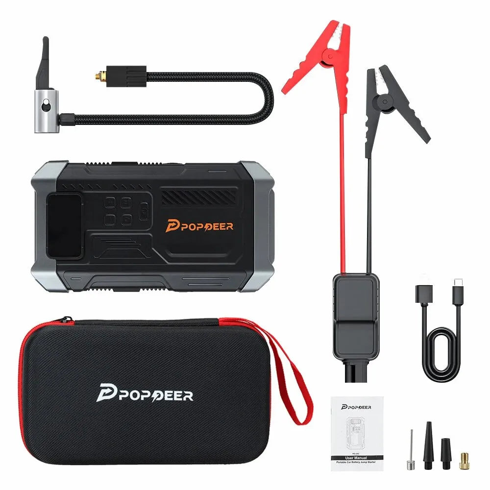 POPDEER PD-JA3 5000A 4-in-1 Jump Starter, 150PSI Air Compressor, 12V QC 3.0 Powerbank with LCD Display, 10L Gas/8L Diesel Secondary image