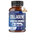 Collagen and Hyaluronic Acid with BIOTIN for Hair, Skin, Nails and Joints. Hydrolyzed Collagen 240 tablets 2000 MG with Zinc, CoQ10 and Vit. C + E for Bones and Strong Tents. Made in Italy | LAGA Pharma. LAGA Healthy. LA.GA |