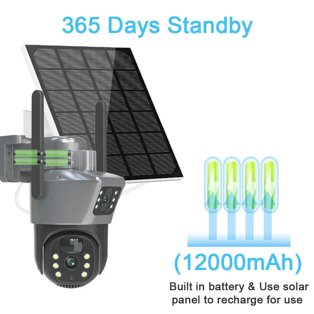 4K 8MP Dual Lens PTZ Solar Camera Dual screen PIR Human Tracking Outdoor WIFI Security CTV Surveillance IP Camera Secondary image