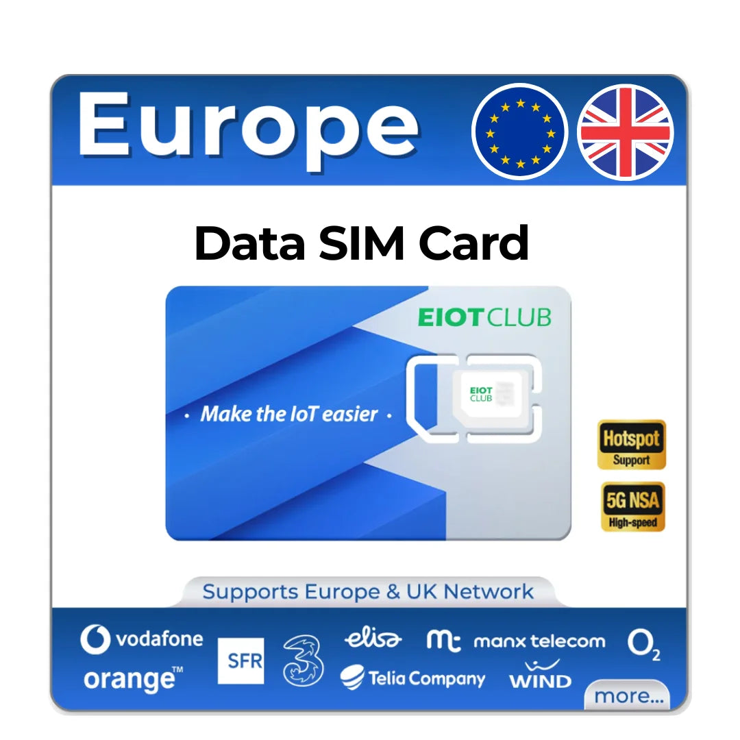 EIOTCLUB Europe SIM Card, 1GB, High-Speed Prepaid Data-Only SIM for 33 EU Countries, Rechargeable, for Phones, Routers, Tablets Main image