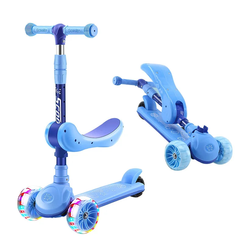 Kids E-Scooter with LED Lights & Easy Fold Foldable Kids Swing Scooter,Tri Slider Speeder Push Scooter with Adjustable Handle