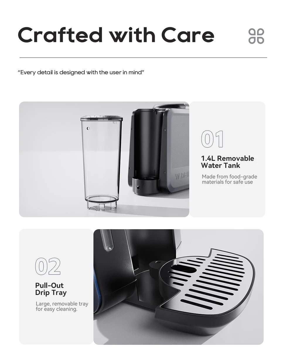 HiBREW 6 in 1 Multiple Capsule Coffee Machine Hot/Cold DG Nes Capsule ESE Pod Tea Basket Ground Coffee Cafeteria 20Bar H6