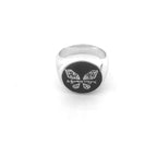 Custom Engraved 17mm Round Top Ring Engraved Signet Ring Personalize Engraving Letters Logo Rings Fashion Men Copper Jewelry