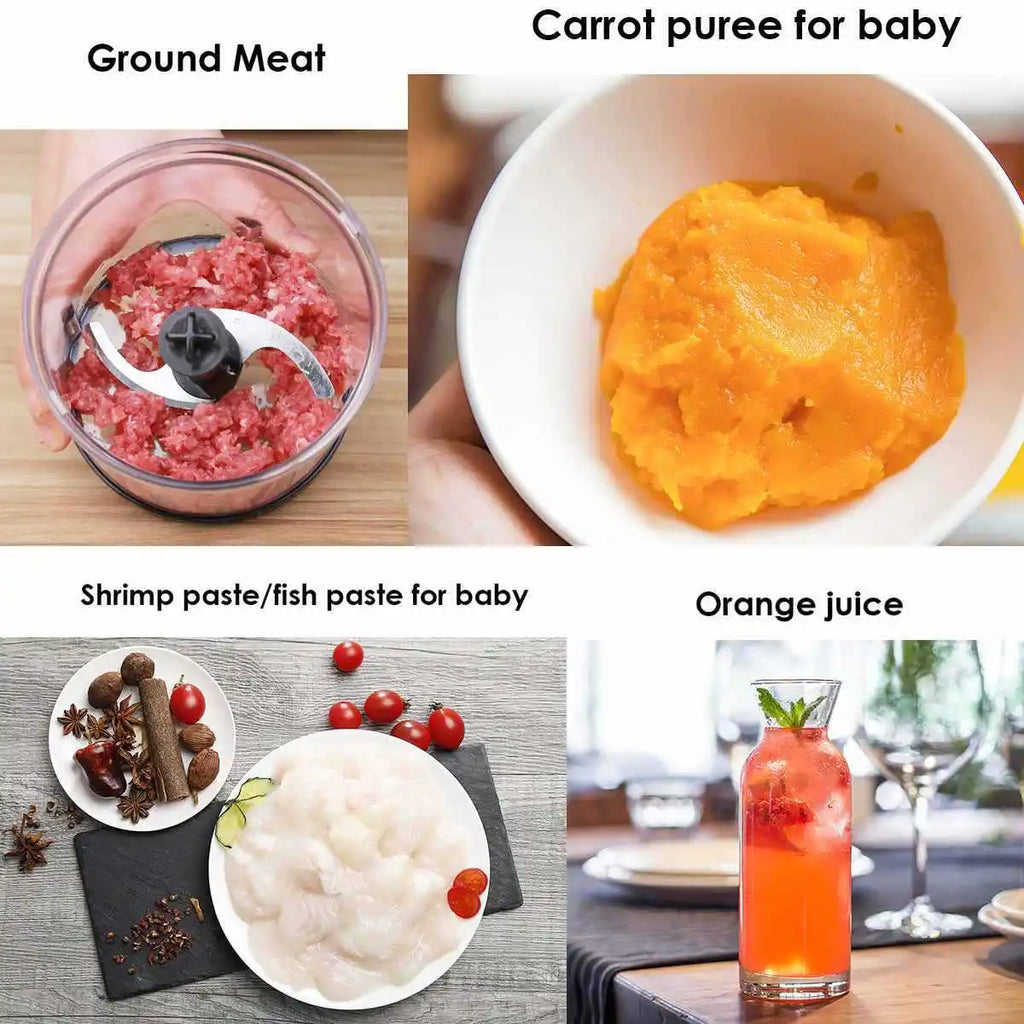 1000W 4-in-1 Electric Hand Blender Immersion Mixer Stainless Steel Stick Food Processor Low Noise 36-45dB for Baby Food Soup Smoothie 220V