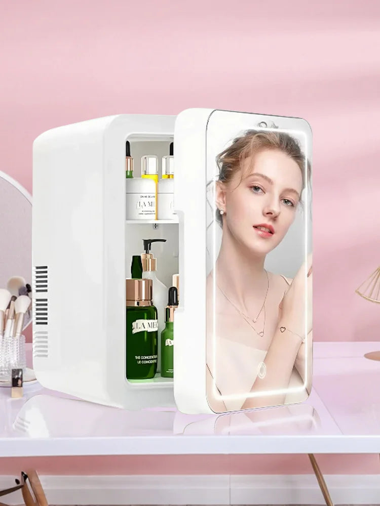 4L Multifunctional Mini Refrigerator Cosmetic Dormitory Fridge Control Use Countertop Portable Fridge Mirror 220V EU