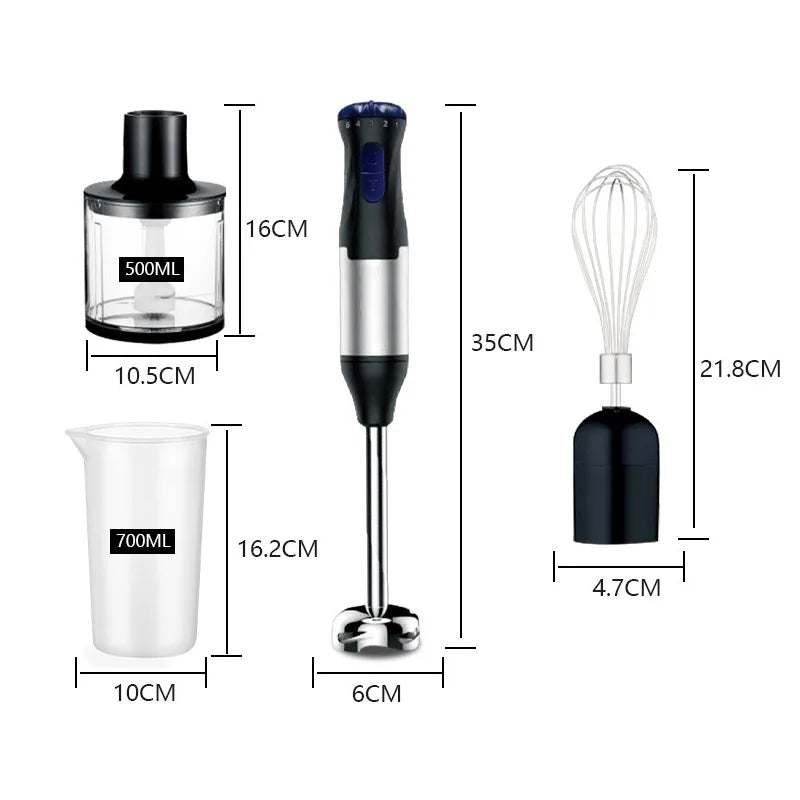 1000W 4-in-1 Electric Hand Blender Immersion Mixer Stainless Steel Stick Food Processor Low Noise 36-45dB for Baby Food Soup Smoothie 220V