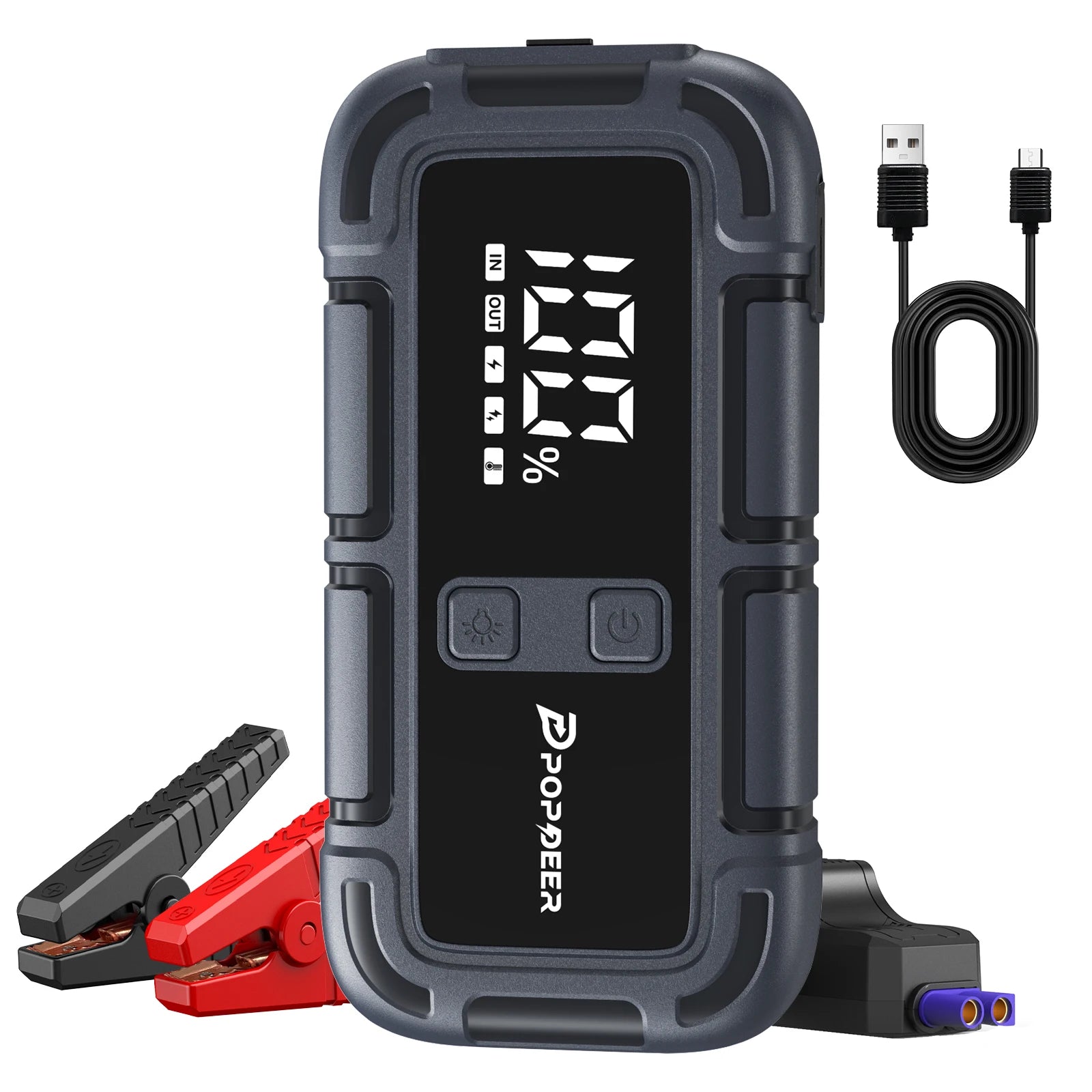 POPDEER PD-J06 4000A Jump Starter, 12V Car Battery Booster with LCD Display Dual USB for 10.0L Gas/8.0L Diesel Truck RV Boat Main image