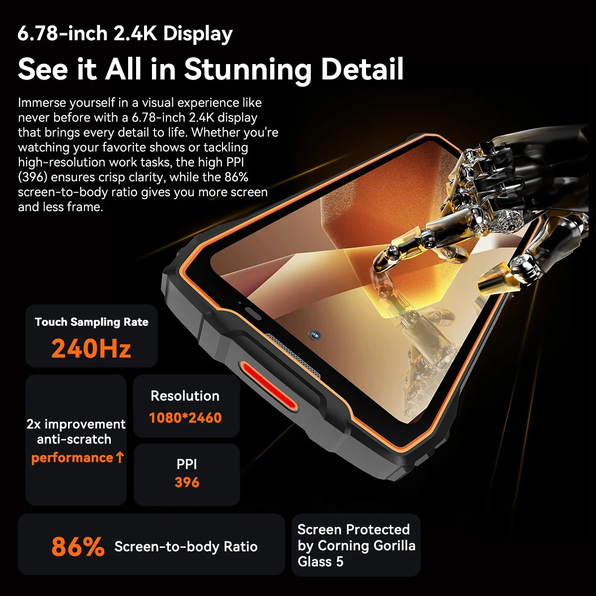 Blackview BL7000 AI 5G Rugged Phone Android 15, MTK 6300, 6.78" FHD+ 120Hz, 7500mAh/33W, Rugged Smartphone Dual SIM NFC/IP69K Secondary image