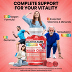 Full Multivitamin 120 Gummy Vitastrong, 13 Vitamins and Minerals, Sucrose-free, Complément Alimentaire Vegan for Adults, Multivitamin with Vitamins, Zinc, Iodine, Folate-For Men and Women