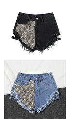 Summer Side Spike Women Denim Shorts 2021 Fashion Loose Holes High Waist Jeans High Street Wide Legs Thin Shorts Women Trousers