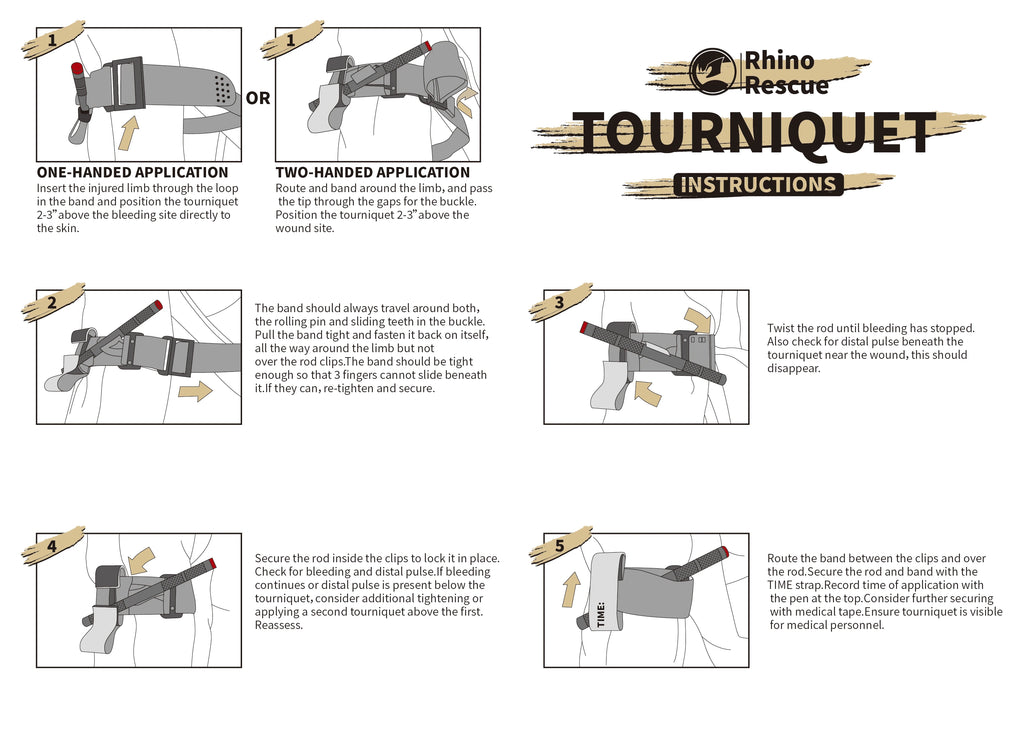 Ce Approved Rhino Rescue Tactical Tourniquet With Metal Rod Combat Medical First Aid Emergency Tourniquet