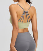 Six-string Cross Back Sports Bra for Women-summer  Thin Style Spandex/Polyester UV protection Suitable for Yoga Fitness