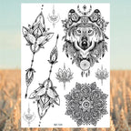 Lotus Henna Mandala Chest Temporary Tattoos For Women Underboob Adult Butterfly Turtle Lion Fake Tattoo Sexy Waterproof Tatoos
