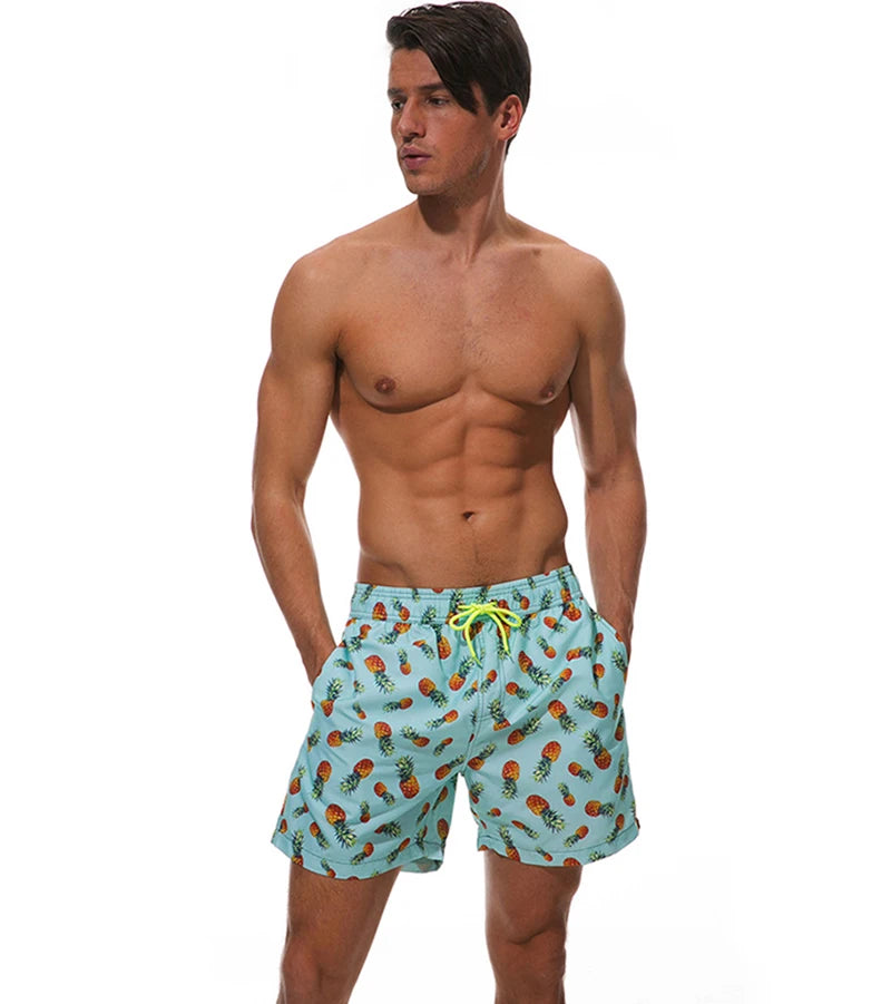 DATIFER Men's Sports Short Beachwear New Style Polyester Printing Fitness Beach Pants Surfing Swimming Trunks Bathing Swimwear