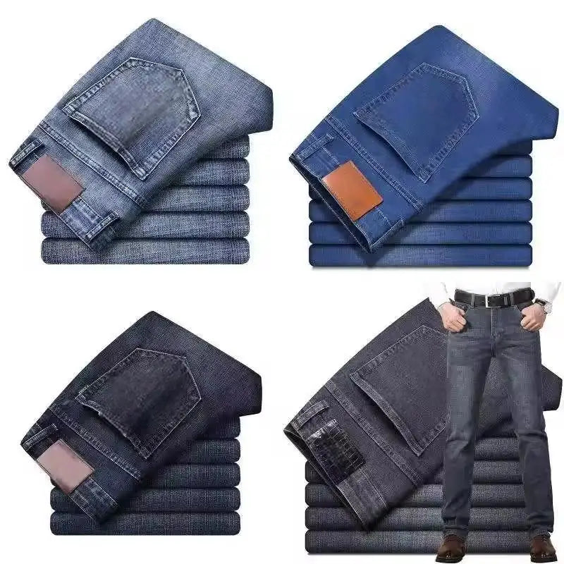Wholesale Mid Waist Men Straight Jeans Mixed Denim Good Quality Summer Casual Style Washed Craft Secondary image