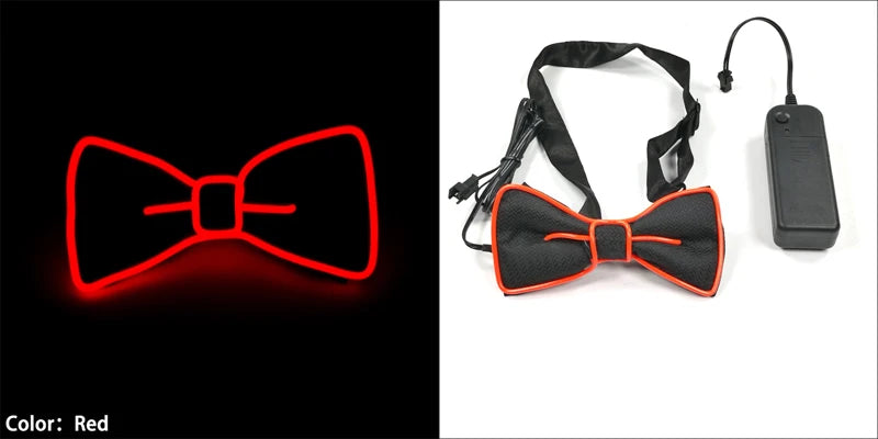 Luminous Bow Tie Neon Light Trendy Costume Accessories Glowing Acrylic LED Tie For Halloween Cosplay Costume Music Dancing