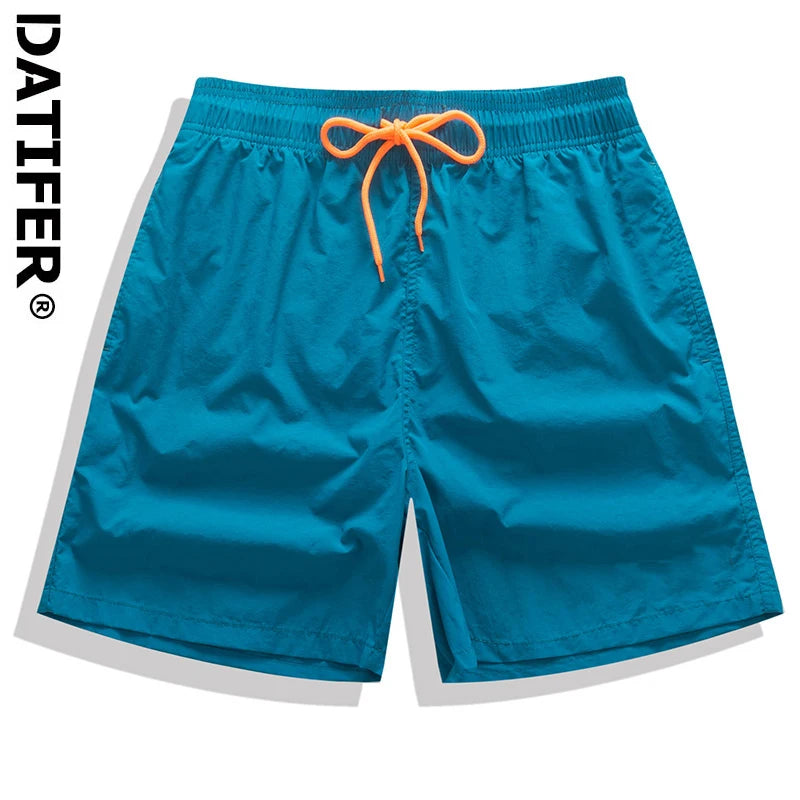 Brand Datifer Board Shorts Men Breathable Sport Swimming Pants Solid Color Elastic Waist Beachwear Summer Swimsuits Main image