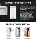 High Speed Hand Dryer Fully Automatic Induction Hand Dryer Hotel Hand Blowing Dual Motor Jet Quick Hand Dryer 2000W