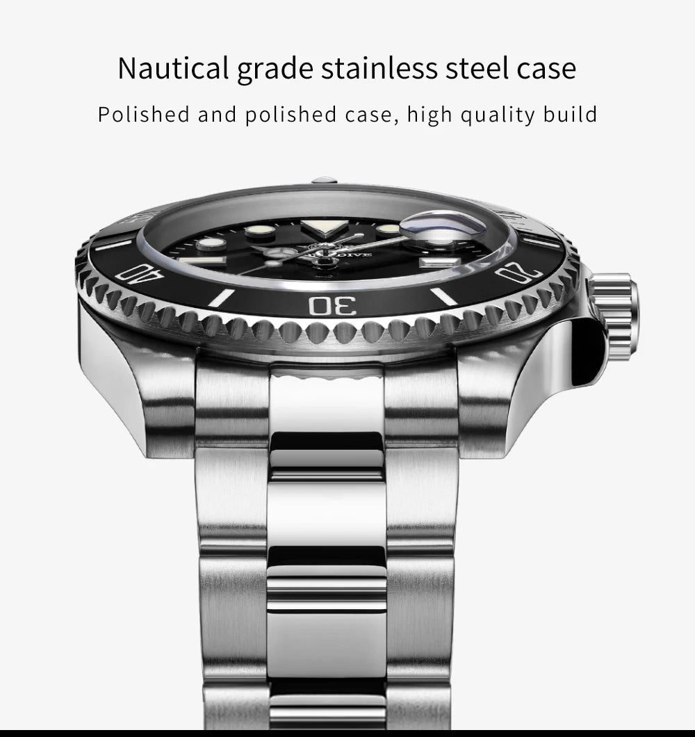 ADDIESDIVE Men's Classic Watch with Ceramic Bezel 200m Water Resistant Casual Quartz Watch BGW9 Blue Luminous Gift Watch MY-H3-2
