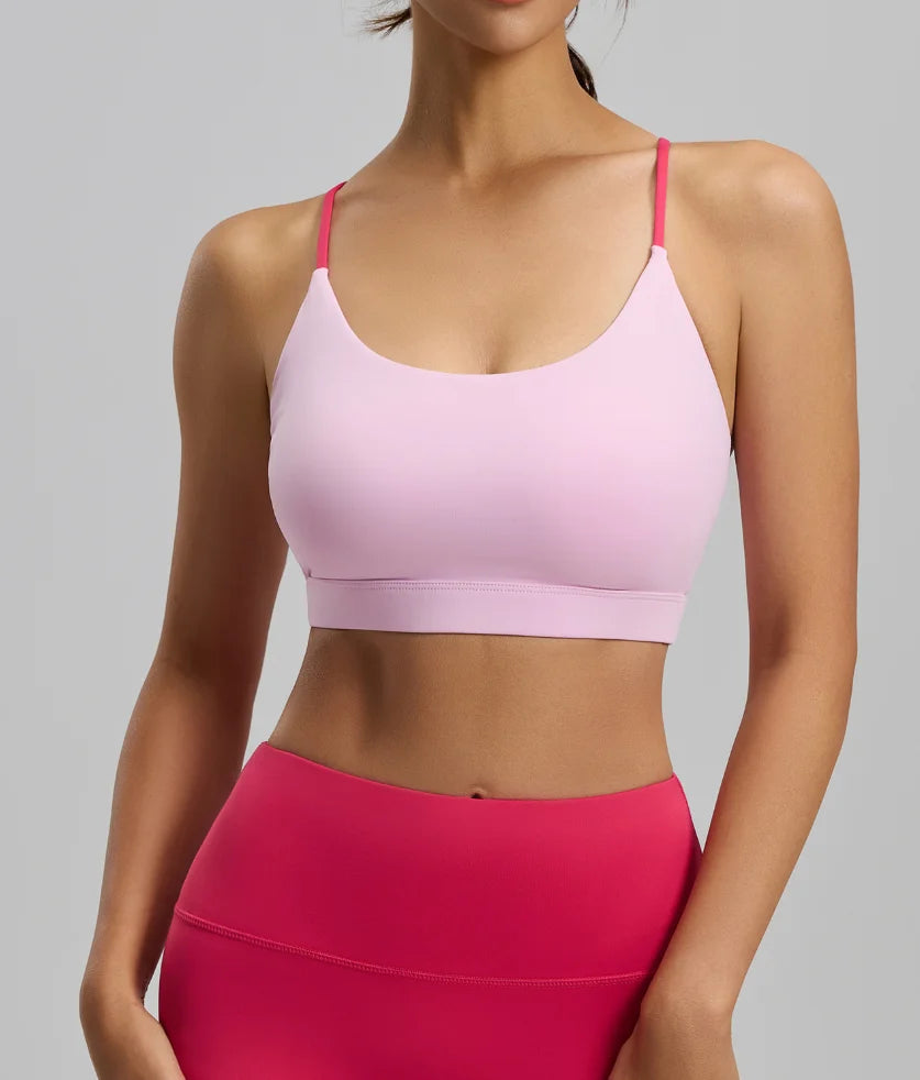 Six-string Cross Back Sports Bra for Women-summer  Thin Style Spandex/Polyester UV protection Suitable for Yoga Fitness