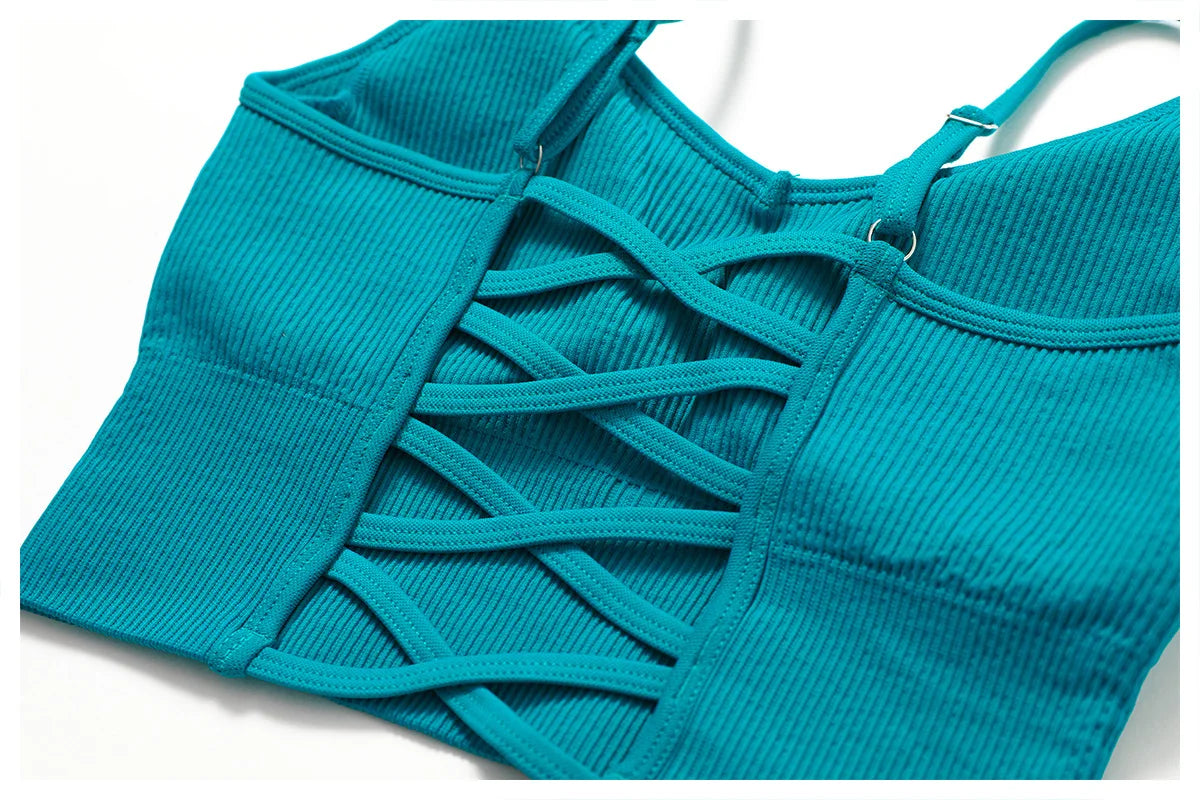 Joyyoung ODM/OEM New Sexy Training Apparel Seamless Ribbed High Impacted Bra Scrunch Shorts Yoga Sets Fitness Sports Clothing